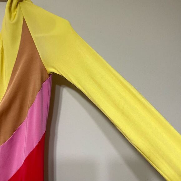 Staud Serena One Shoulder Multi Color Long Dress Medium - Picture 4 of 11